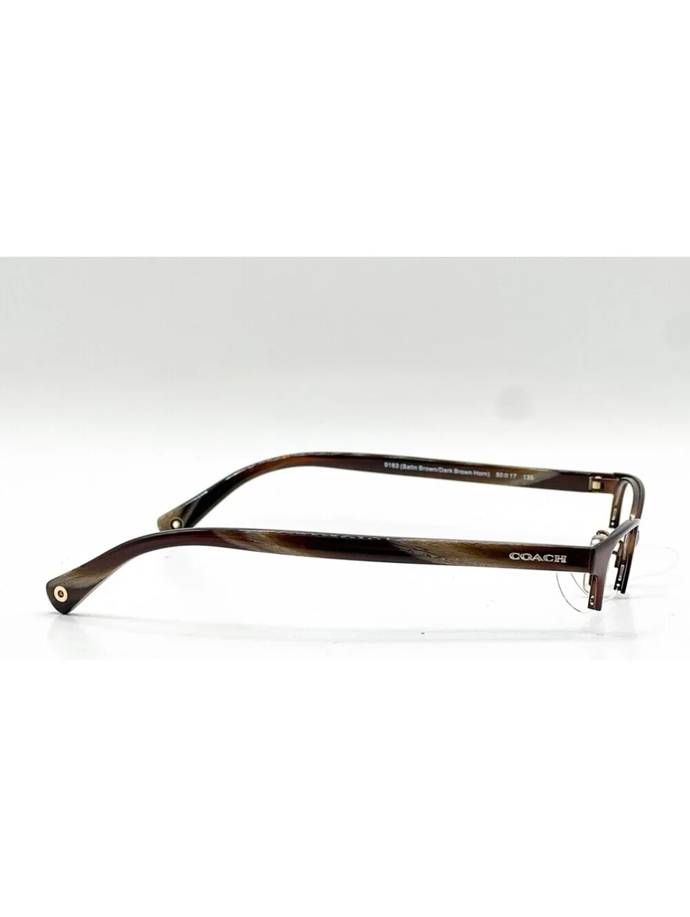 Coach HC 5047 9163 Satin Brown Horn Rectangle Authentic Eyeglass Frames 50-17